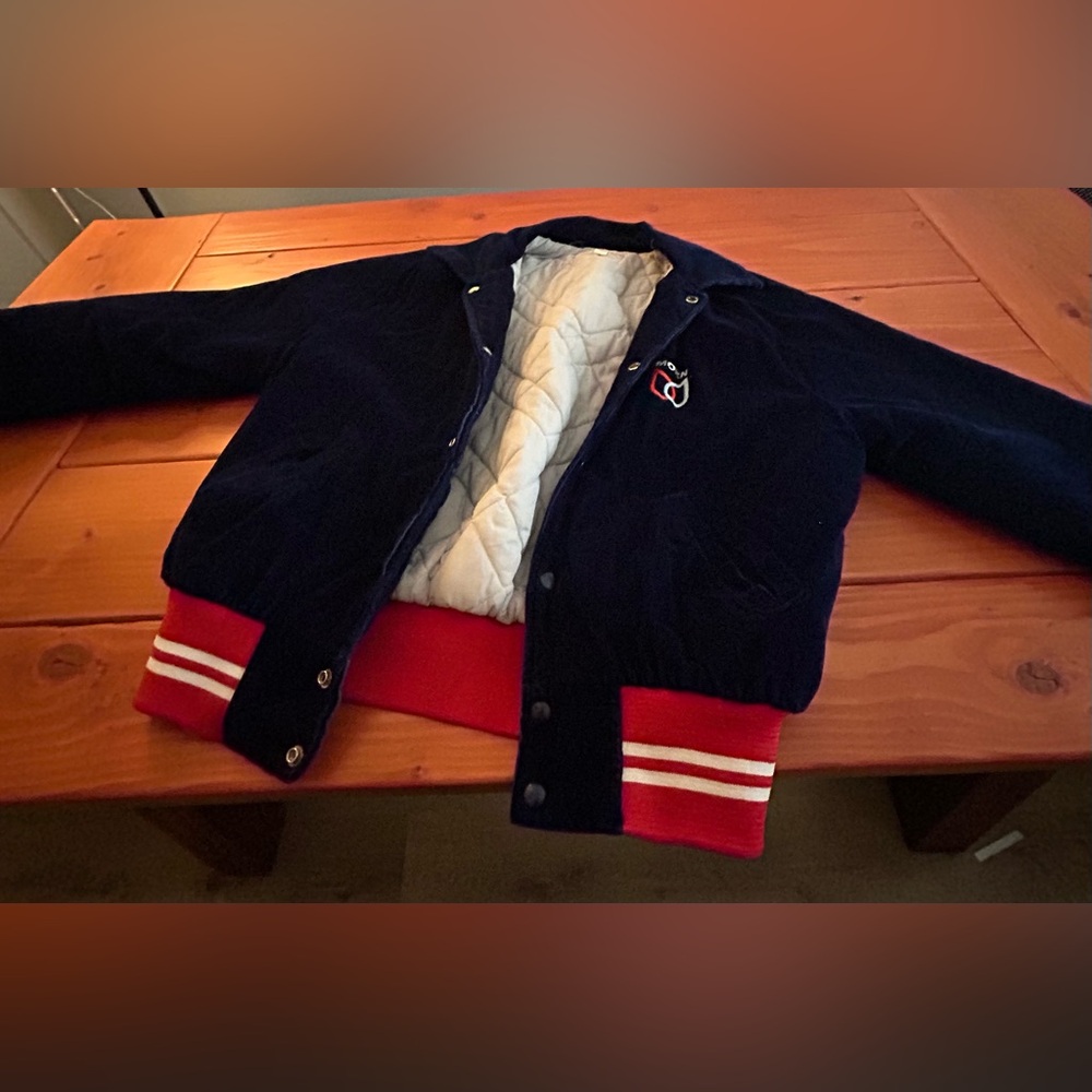 Moen Blue Corduroy Bomber Varsity Jacket